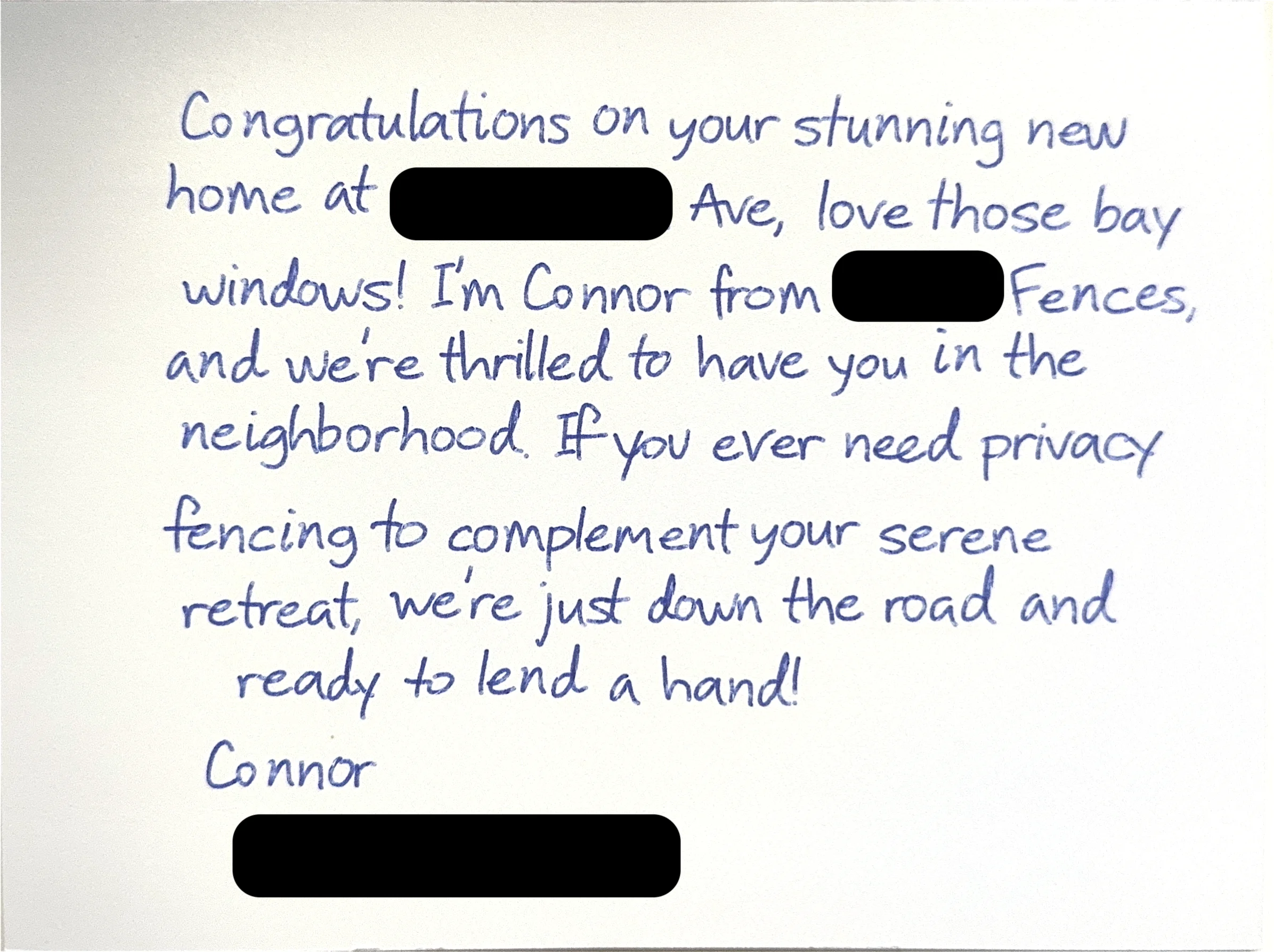 Real handwritten letter example